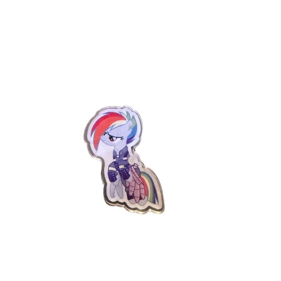 Accessories - Rainbow Dash Pin With Armor Design - 2 Inches - Multicolor Collectible Accessory